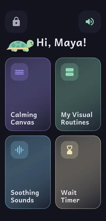 The SafeScape home screen with four large cards